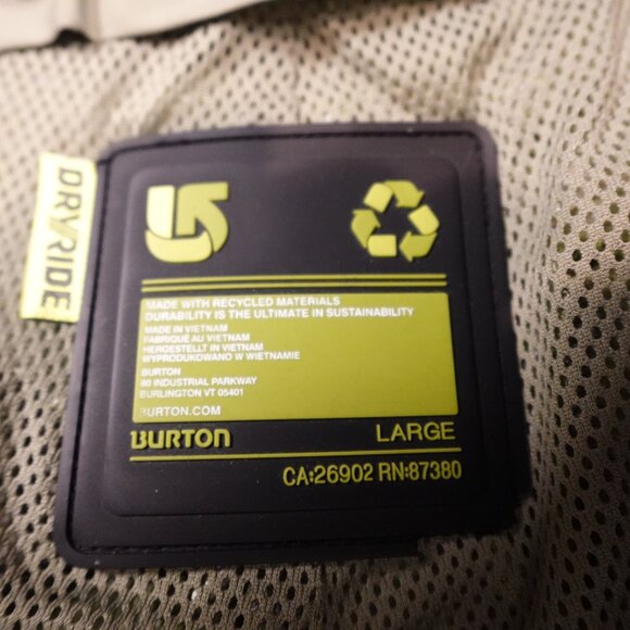 Burton BM Cargo Snowboard Pants Men’s Large Green DRYRIDE Waterproof - Picture 3 of 16